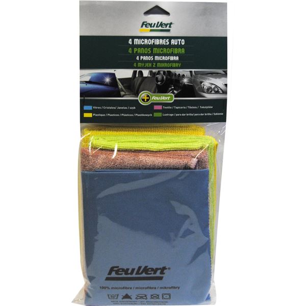 4 Microfibres auto 37 x 37 cm Feu Vert 4 Microfibres auto 37 x 37 cm Feu Vert