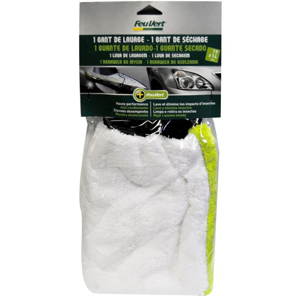 Gant de lavage auto et gant de séchage 19 x 14 cm Feu Vert Gant de lavage auto et gant de séchage 19 x 14 cm Feu Vert