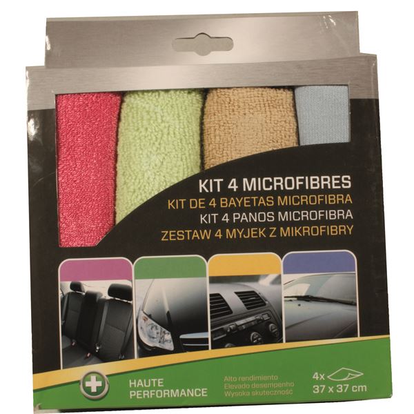 4 Microfibres auto 37 x 37 cm Feu Vert 4 Microfibres auto 37 x 37 cm Feu Vert