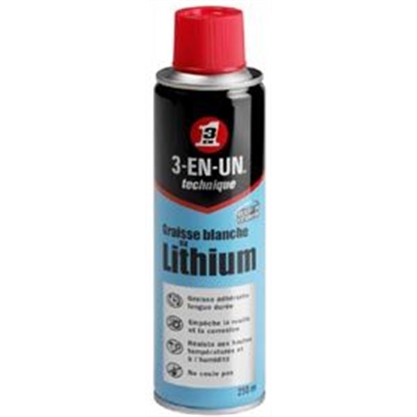 Graisse Blanche au Lithium 3 en 1 Technique Aérosol 250 ml Graisse Blanche au Lithium 3 en 1 Technique Aérosol 250 ml
