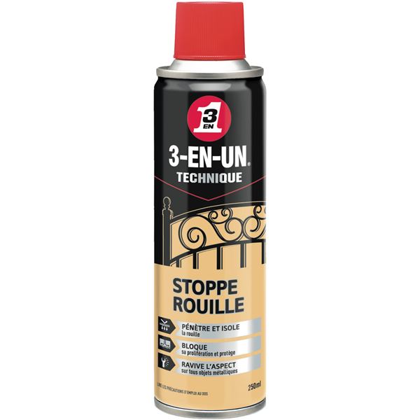 Stoppe Rouille auto 3 en 1 Technique Aérosol 250 ml Stoppe Rouille auto 3 en 1 Technique Aérosol 250 ml