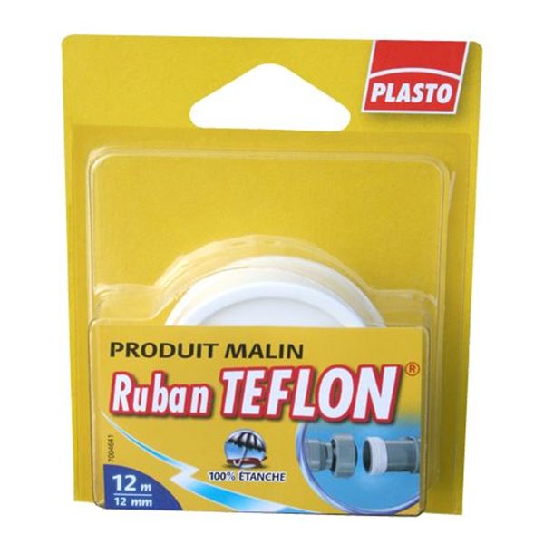 Ruban adhésif téflon Plasto 12m x 12mm Ruban adhésif téflon Plasto 12m x 12mm