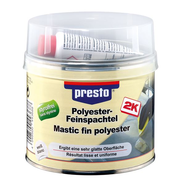 Mastic fin polyester et durcisseur Presto 1kg Mastic fin polyester et durcisseur Presto 1kg