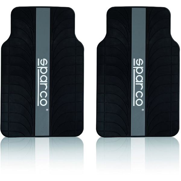 4 tapis voiture noirs 100% latex avec bande grise Sparco 4 tapis voiture noirs 100% latex avec bande grise Sparco
