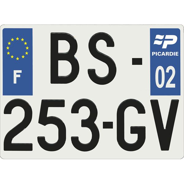 Plaque immatriculation alu Confort 275 x 200 mm département 02 Plaque immatriculation alu Confort 275 x 200 mm département 02
