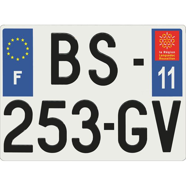 Plaque immatriculation alu Confort 275 x 200 mm département 11 Plaque immatriculation alu Confort 275 x 200 mm département 11
