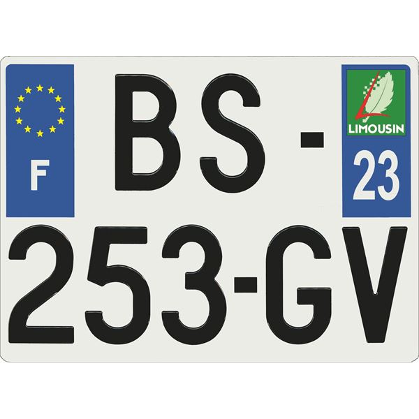 Plaque immatriculation alu Confort 275 x 200 mm département 23 Plaque immatriculation alu Confort 275 x 200 mm département 23