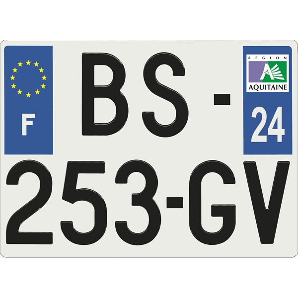 Plaque immatriculation alu Confort 275 x 200 mm département 24 Plaque immatriculation alu Confort 275 x 200 mm département 24