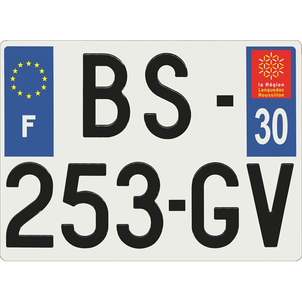 Plaque immatriculation alu Confort 275 x 200 mm département 30 Plaque immatriculation alu Confort 275 x 200 mm département 30