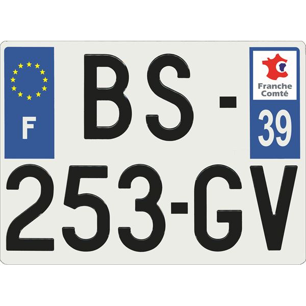 Plaque immatriculation alu Confort 275 x 200 mm département 39 Plaque immatriculation alu Confort 275 x 200 mm département 39