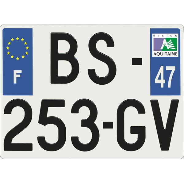Plaque immatriculation alu Confort 275 x 200 mm département 47 Plaque immatriculation alu Confort 275 x 200 mm département 47