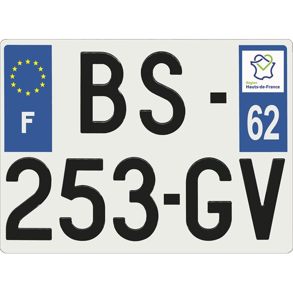 Plaque immatriculation alu Confort 275 x 200 mm département 62 Plaque immatriculation alu Confort 275 x 200 mm département 62