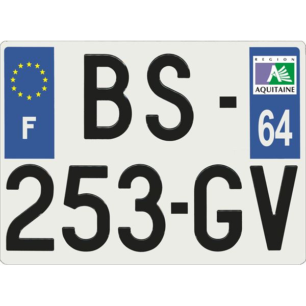 Plaque immatriculation alu Confort 275 x 200 mm département 64 Plaque immatriculation alu Confort 275 x 200 mm département 64