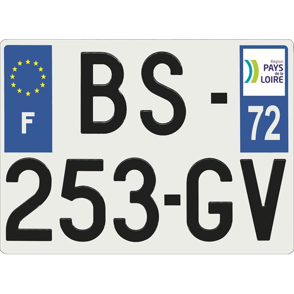 Plaque immatriculation alu Confort 275 x 200 mm département 72 Plaque immatriculation alu Confort 275 x 200 mm département 72
