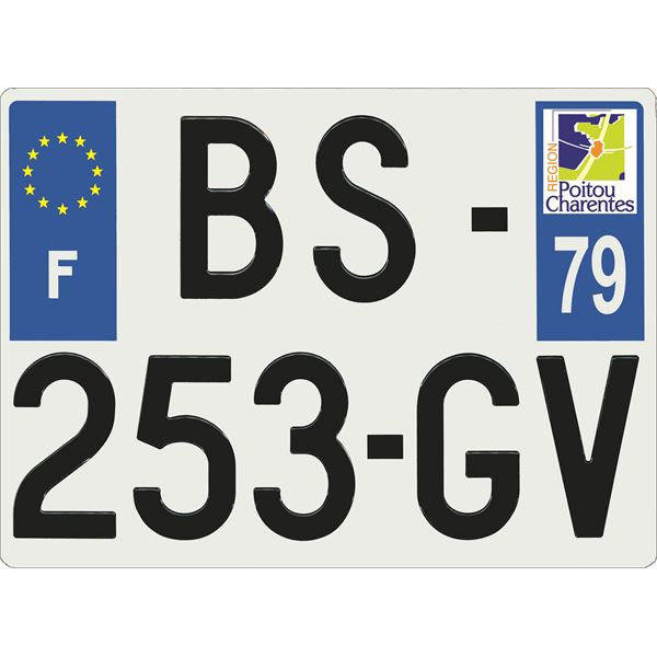 Plaque immatriculation alu Confort 275 x 200 mm département 79 Plaque immatriculation alu Confort 275 x 200 mm département 79