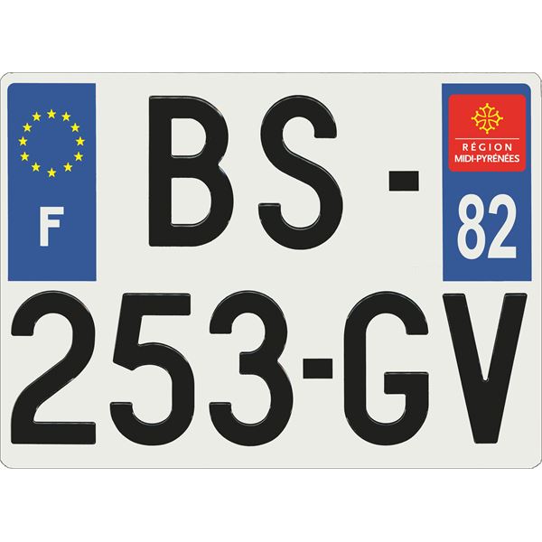 Plaque immatriculation alu Confort 275 x 200 mm département 82 Plaque immatriculation alu Confort 275 x 200 mm département 82