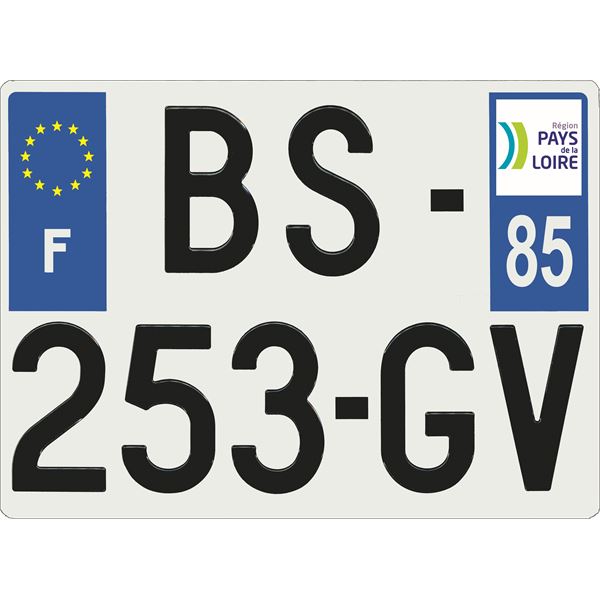 Plaque immatriculation alu Confort 275 x 200 mm département 85 Plaque immatriculation alu Confort 275 x 200 mm département 85