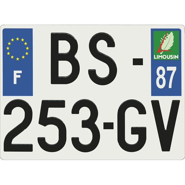 Plaque immatriculation alu Confort 275 x 200 mm département 87 Plaque immatriculation alu Confort 275 x 200 mm département 87