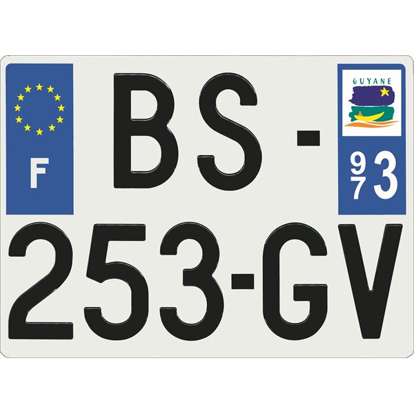 Plaque immatriculation alu Confort 275 x 200 mm département 973 Plaque immatriculation alu Confort 275 x 200 mm département 973