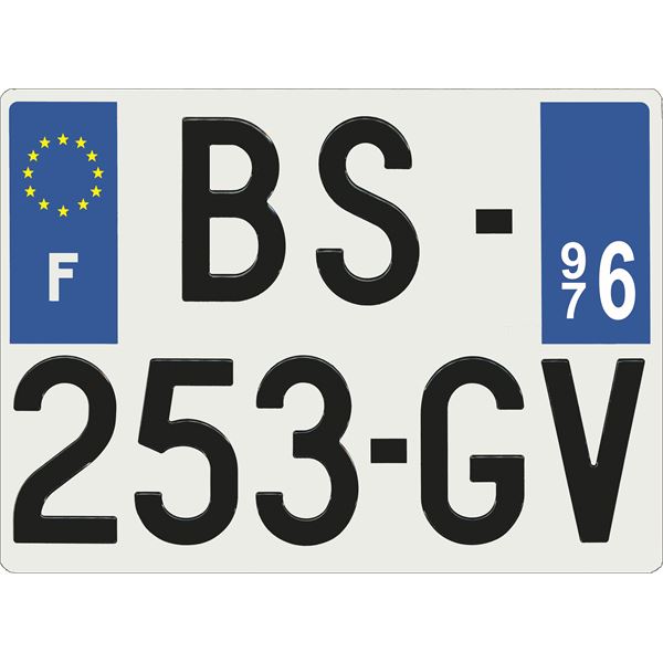 Plaque immatriculation alu Confort 275 x 200 mm département 976 Plaque immatriculation alu Confort 275 x 200 mm département 976