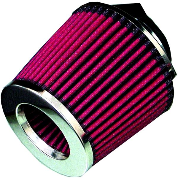 Filtre à air universel Sport rouge et haut chromé, avec bagues. Filtre à air universel Sport rouge et haut chromé, avec bagues.