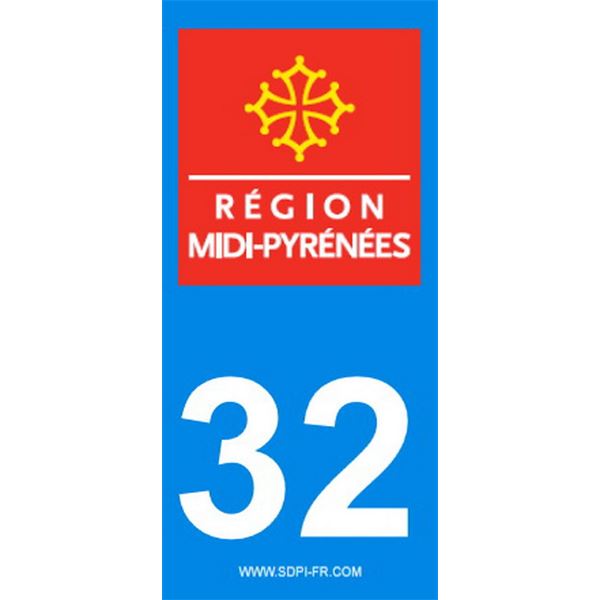 2 Stickers voiture Midi Pyrénées 32 2 Stickers voiture Midi Pyrénées 32