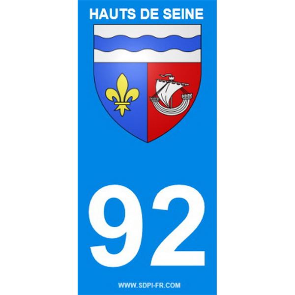 2 Stickers voiture Hauts De Seine 92 2 Stickers voiture Hauts De Seine 92