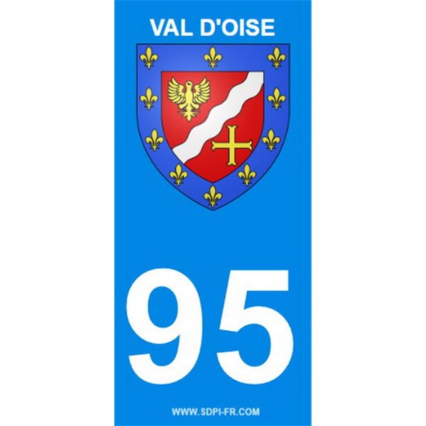 2 Stickers voiture Val D'Oise 95 2 Stickers voiture Val D'Oise 95