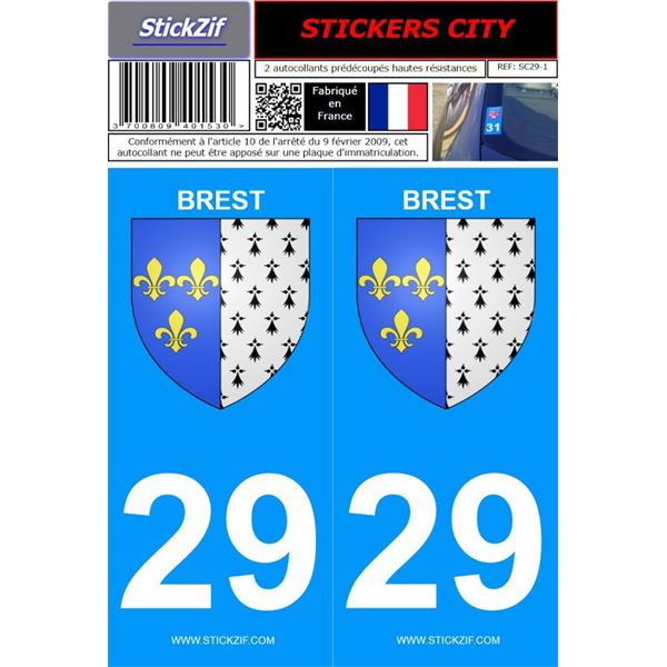 2 Stickers voiture Brest 29 2 Stickers voiture Brest 29