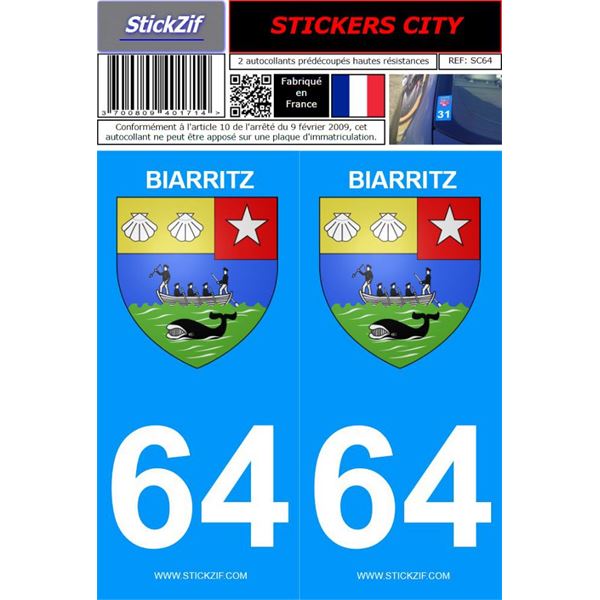 2 Stickers voiture Barritz 64 2 Stickers voiture Barritz 64