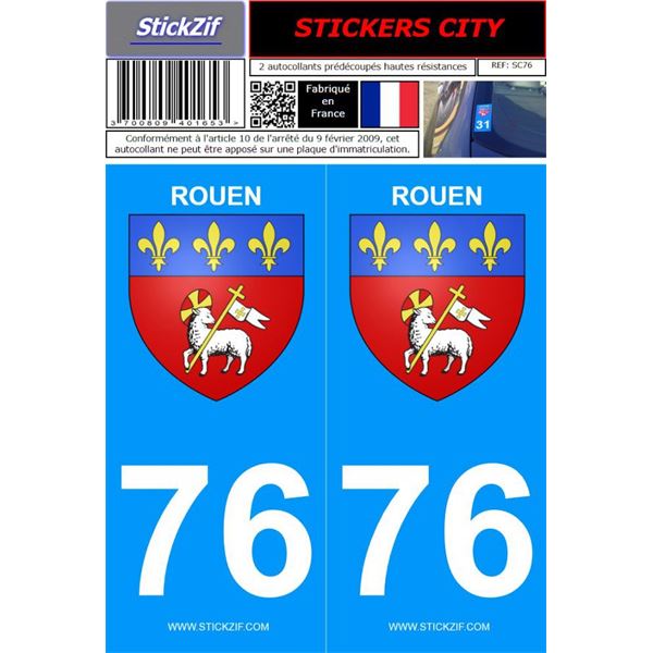 2 Stickers voiture Rouen 76 2 Stickers voiture Rouen 76