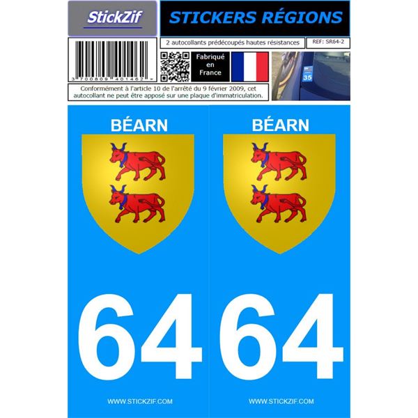 2 Stickers voiture Béarn 64 2 Stickers voiture Béarn 64