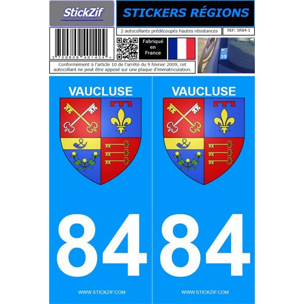 2 Stickers voiture Vaucluse 84 2 Stickers voiture Vaucluse 84
