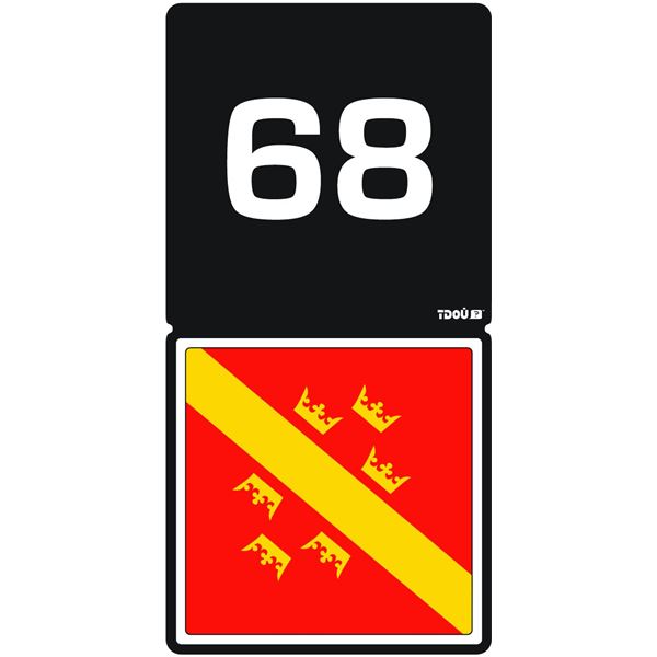 Autocollant voiture département 68 Tdou Cadox Autocollant voiture département 68 Tdou Cadox