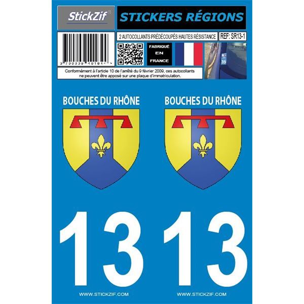 2 Autocollants voiture Bouche Du Rhône 13 2 Autocollants voiture Bouche Du Rhône 13