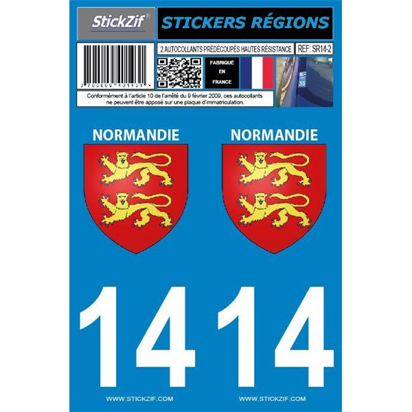 2 Autocollants voiture Normandie 14 2 Autocollants voiture Normandie 14
