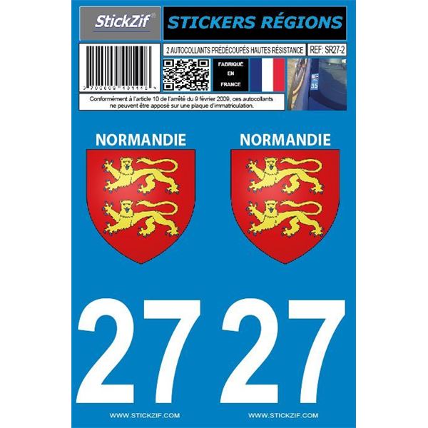 2 Autocollants voiture Normandie 27 2 Autocollants voiture Normandie 27