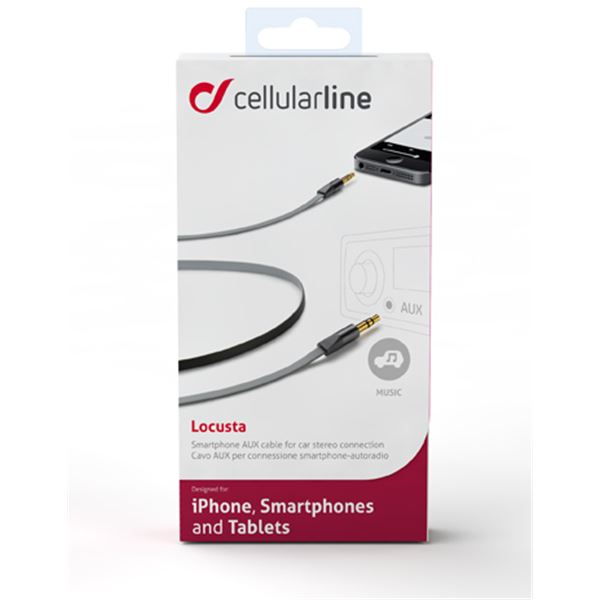 Câble audio jack 3,5mm plat et noir Cellular Line Câble audio jack 3,5mm plat et noir Cellular Line