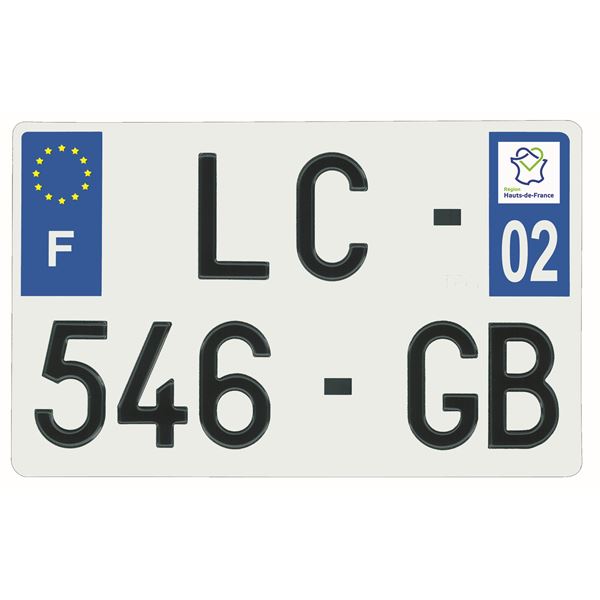 Plaque immatriculation alu 210 x 130 mm département 02 Plaque immatriculation alu 210 x 130 mm département 02