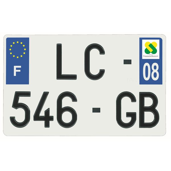 Plaque immatriculation alu 210 x 130 mm département 08 Plaque immatriculation alu 210 x 130 mm département 08