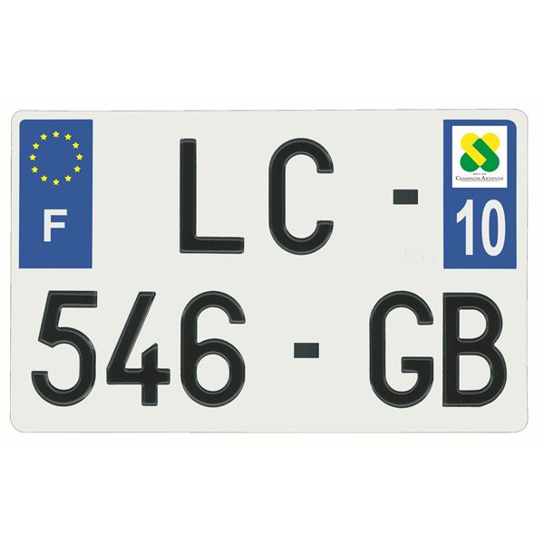 Plaque immatriculation alu 210 x 130 mm département 10 Plaque immatriculation alu 210 x 130 mm département 10