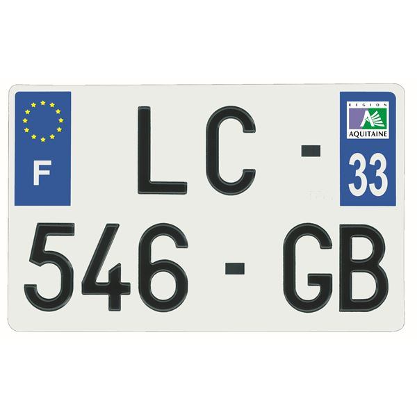 Plaque immatriculation alu 210 x 130 mm département 33 Plaque immatriculation alu 210 x 130 mm département 33