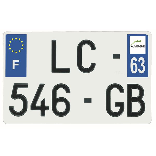 Plaque immatriculation alu 210 x 130 mm département 63 Plaque immatriculation alu 210 x 130 mm département 63