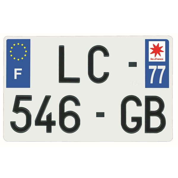 Plaque immatriculation alu 210 x 130 mm département 77 Plaque immatriculation alu 210 x 130 mm département 77