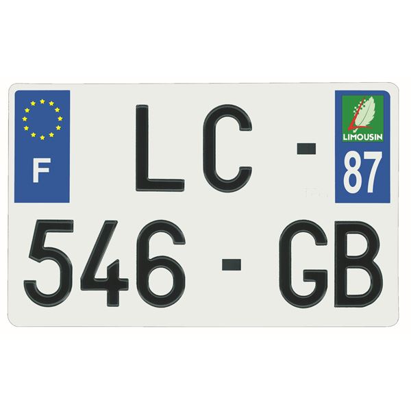 Plaque immatriculation alu 210 x 130 mm département 87 Plaque immatriculation alu 210 x 130 mm département 87