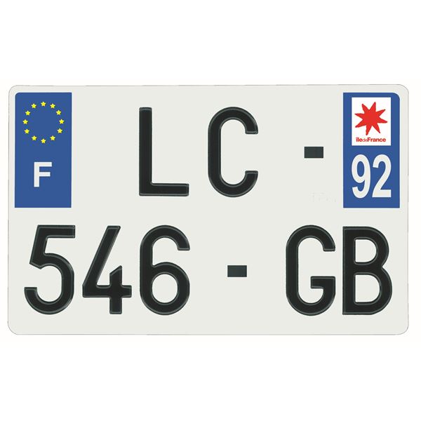Plaque immatriculation alu 210 x 130 mm département 92 Plaque immatriculation alu 210 x 130 mm département 92