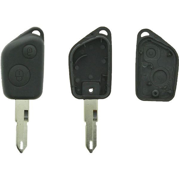 Coque clé PEUGEOT 2 boutons pour lame crantée Coque clé PEUGEOT 2 boutons pour lame crantée