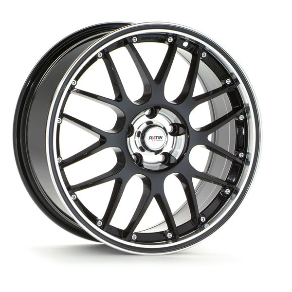 Jante alu PLATIN 15 pouces Pl61 Noir, Bord Poli, Liseret Noir Jante alu PLATIN 15 pouces Pl61 Noir, Bord Poli, Liseret Noir