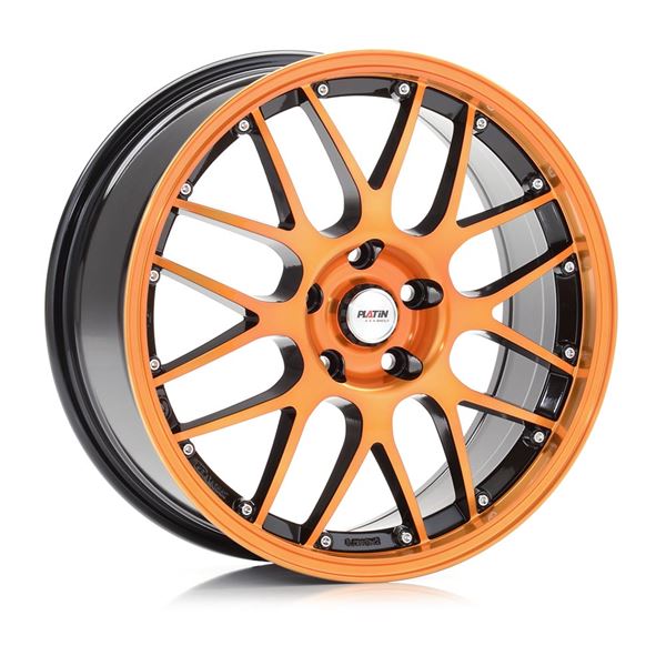 Jante Platin P61 orange poli, rebord orange 18 pouces ET48 Jante Platin P61 orange poli, rebord orange 18 pouces ET48