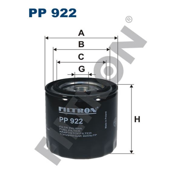 Filtre à gasoil Filtron PP922 Filtre à gasoil Filtron PP922
